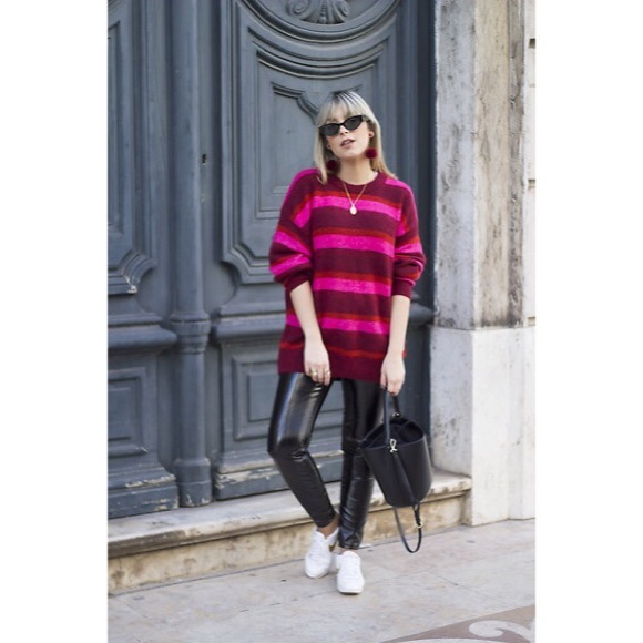 H&M Sweaters - H&M Fine Knit Wool Blend Pink Striped Sweater